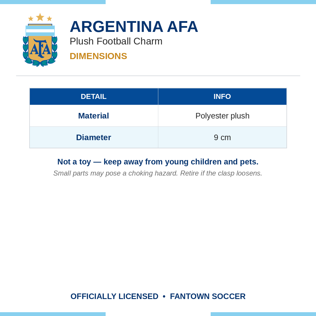 Argentina AFA Plush Football Charm